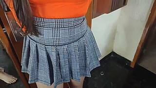 Stepsis visits stepbro and rides him hard till creampie fills her tight pussy