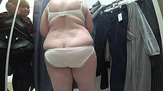 Plump milf's juicy ass exposed in dressing room cam!