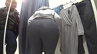 Plump milf's juicy ass exposed in dressing room cam!
