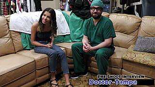 Dr Tampa examines Aria Nicole's latex fetish backstage