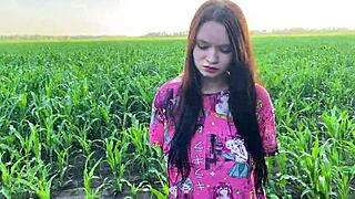 stepsister nervous in cornfield comforted by stepbrother's big cock