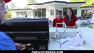 Stepdad Teaches Teen Stepdaughter Hardcore Fourth Of July!