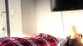 Early morning handjob leads to sticky cum release close up