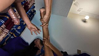 newly married couple uttaran20 and sisty fuck passionately in shiny bikinis riding cowgirl style