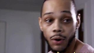 Inked goth babe's mouth overflows with double jizz in wild interracial 3some 🔥💦