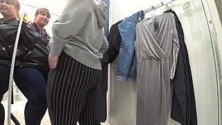 Plump milf's juicy ass exposed in dressing room cam!