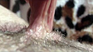 woman's big clit throbs through intense closeup orgasm