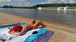 Ariela Rider rides naked public on Danube bank?