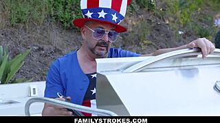 Stepdad Teaches Teen Stepdaughter Hardcore Fourth Of July!