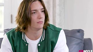 The bully and nerd spot the milf mother-in-law. They double team her hard for creampie finish.