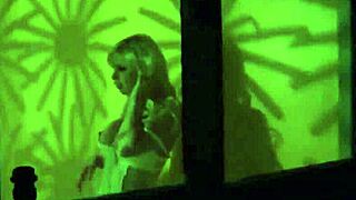 uhh sexy blonde babe teases big tits pussy in retro solo play