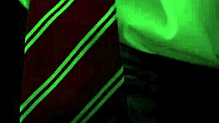 Brit 18+ college slut in costume swallows cum from shot glass after deepthroat