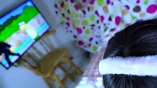 Mexican college girl alone gets surprised by friend in uniform