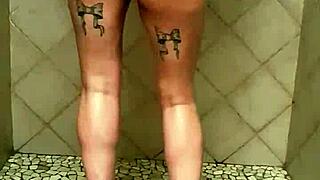 big ass shakes wildly in steamy shower orgasm