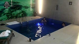 join our wild threesome with friends in motel pool now