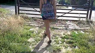 Indian amateur bbw kiki flashes publicly in outdoor voyeur masturbation with banana