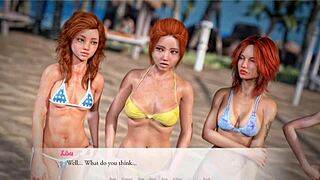 redhead beauty plays topless beach ball tease