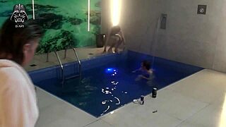 join our wild threesome with friends in motel pool now