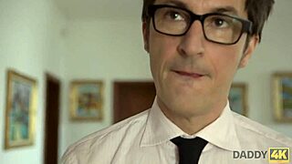 Daddy4k cutie 18+ moans as old man stretches her tight pussy first time