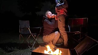 Curvy Amateur Couple Risks Outdoor Pussy Fucking at Camp to Get Caught
