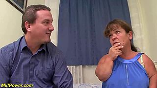 Midget couple's wild first threesome... who stretches the chubby granny more?