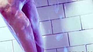 Blonde bends over gets fucked doggystyle in shower