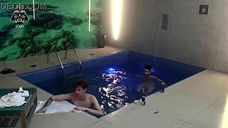 join our wild threesome with friends in motel pool now
