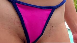 bikini babe shae summers bends over showing tan lines big natural tits sucking cock reality kings