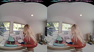 vrallure stepmom spies lazy stepson stroking shaved milf pussy with toys