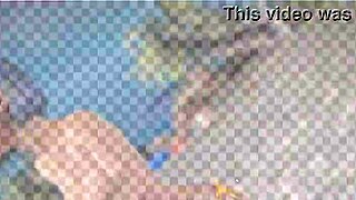 redhead beauty plays topless beach ball tease