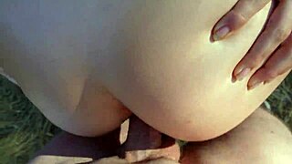 Nudist couple fucks doggystyle in creek bed outdoors