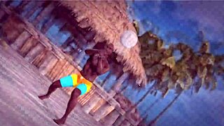 redhead beauty plays topless beach ball tease