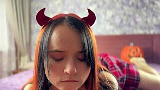 hot goth succubus asmr halloween cosplay teases pierced nipples 🎃😈