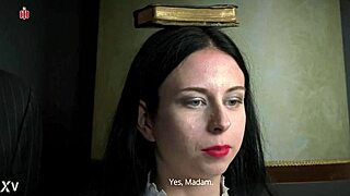 judith's maid spanking balancing rulebook on head smiling