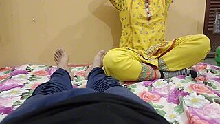 my pakistani desi stepmom's juicy handjob feels amazing on my cock