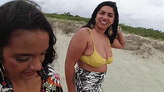 Shoved my cockk deep in skinny beach slut's tight pussy!