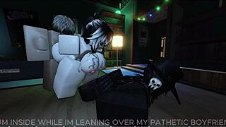 roblox slut ditches boyfriend for fan's real cock pounding