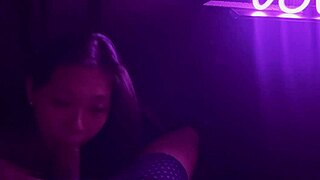 amateur asian curvy brunette gags on huge cock pov before cum mouthful