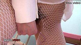 mai shirosaki deepthroats fingers pussy toys then cumshot stockings