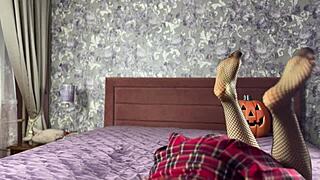 hot goth succubus asmr halloween cosplay teases pierced nipples 🎃😈