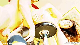 high stool ass-to-mouth threesome ends with belle amore swallowing april's anal creampie