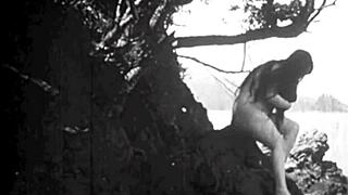 vintage hairy beavers exposed nude in wild nature settings