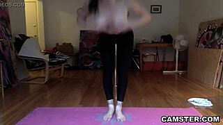 Big Tits Brunette Bends for Yoga Webcam