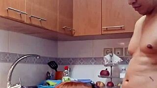 best kitchen fuck ever with my hot milf stepmom lingerie on creampie finish