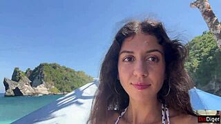 Cumwalk after hottie beach blowjob facial dripping everywhere!