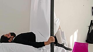 doctor bends latina patient over hospital exam table cock