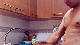 best kitchen fuck ever with my hot milf stepmom lingerie on creampie finish