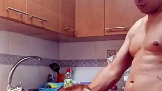 best kitchen fuck ever with my hot milf stepmom lingerie on creampie finish