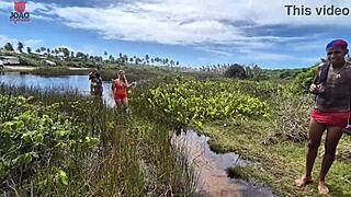 nudist beach orgy lunna geek joao safado bareback mmf ffm double vaginal