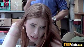 Ever wonder how cute redhead shoplifter gets rough garage punishment?
